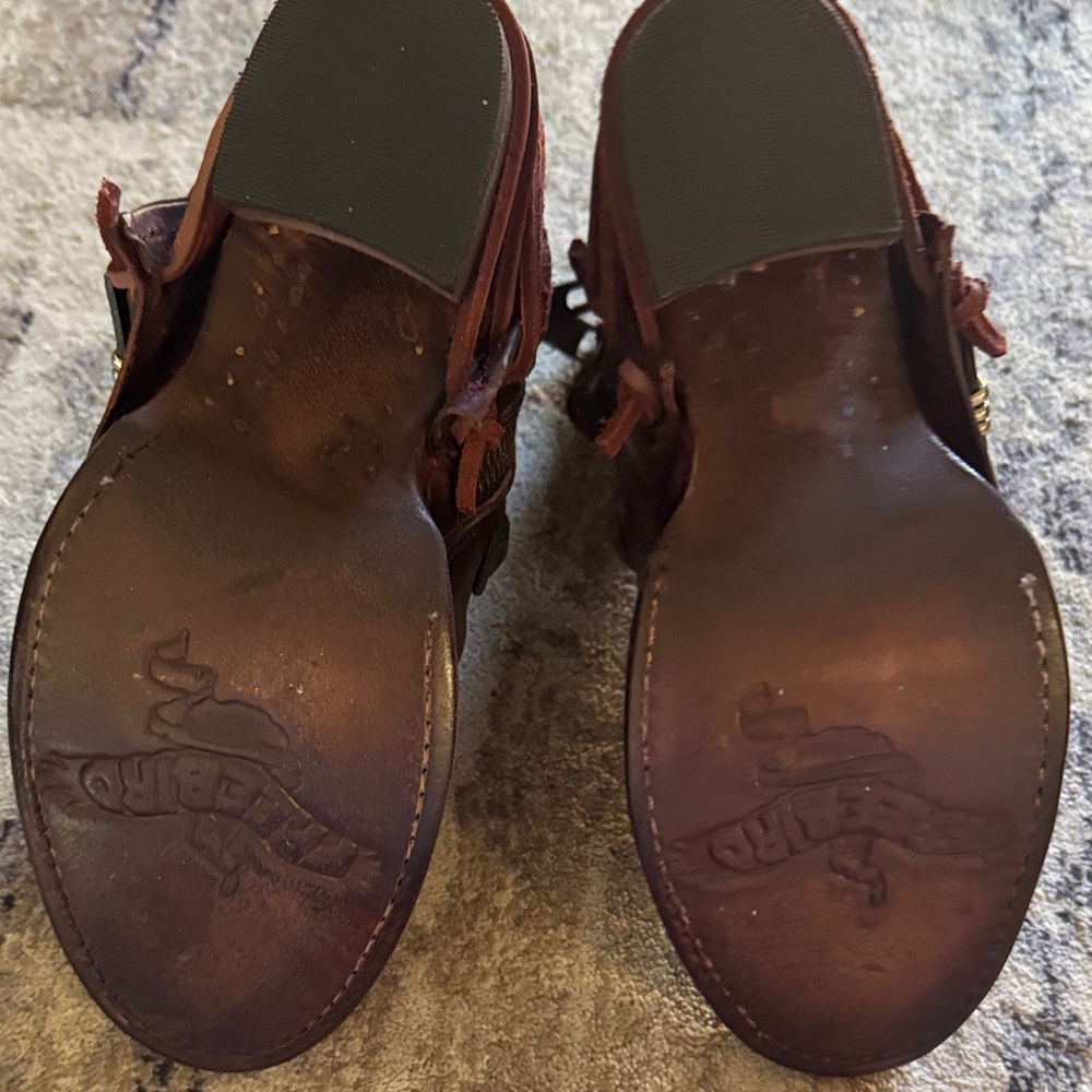 Freebird Burgundy Black Leather Strappy Boots - Picture 6 of 7